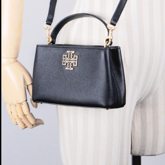 Tory Burch Britten Black Pebbled Leather Micro Satchel Bag - Picture 13 of 13